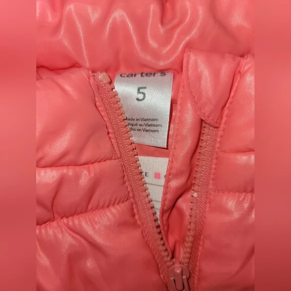 Carter's Pink/ Coral Size 5 Puffer Vest - Picture 2 of 2